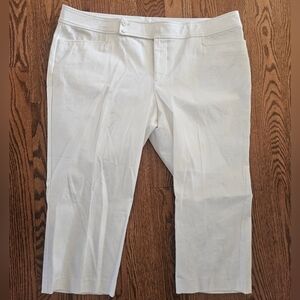 Chaps Women's White Denim Capri Stretch Waistband Jeans ~18W~🌻RN 41381